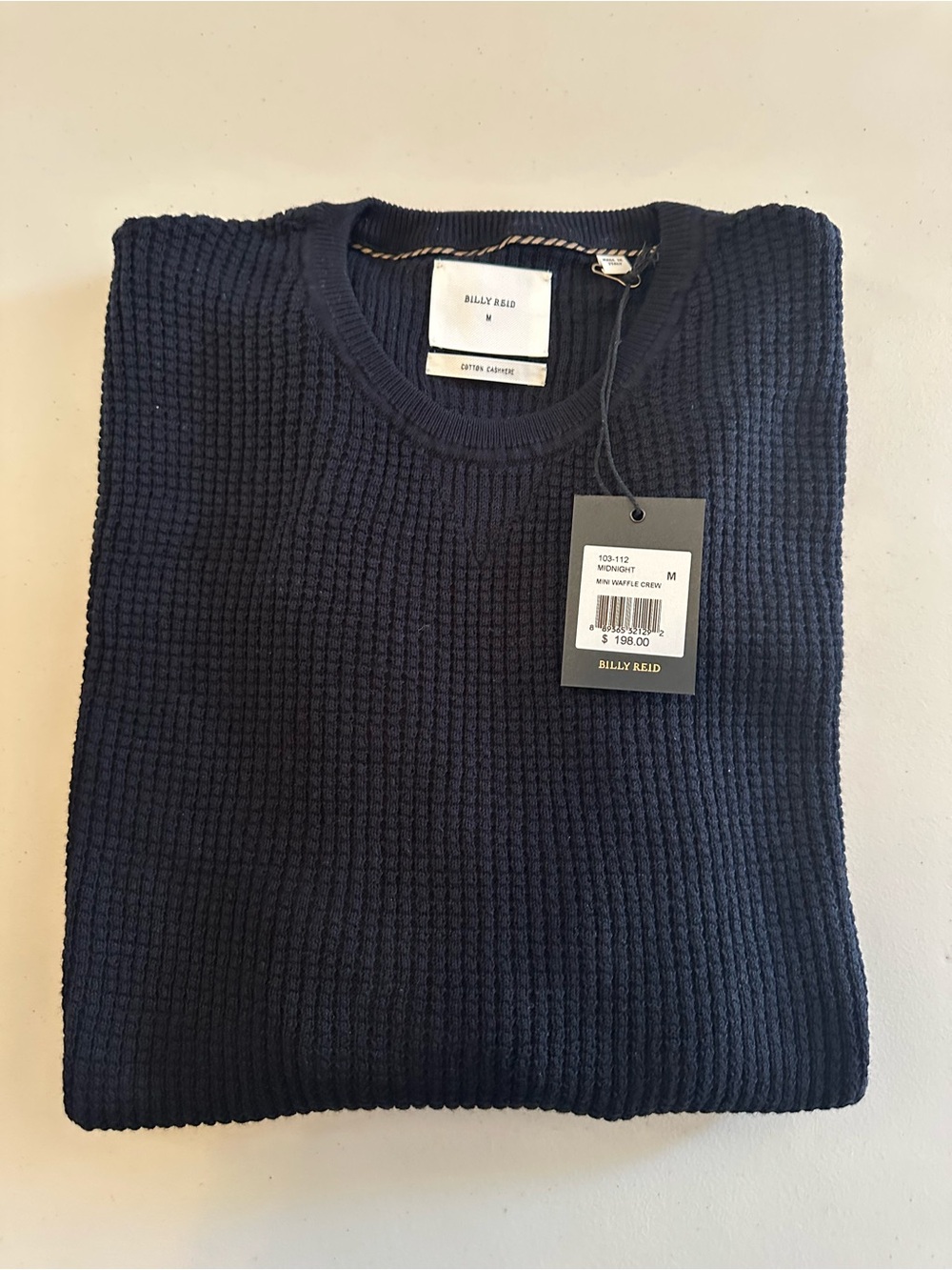 Billy Reid Navy Waffle-Knit Crewneck Sweater